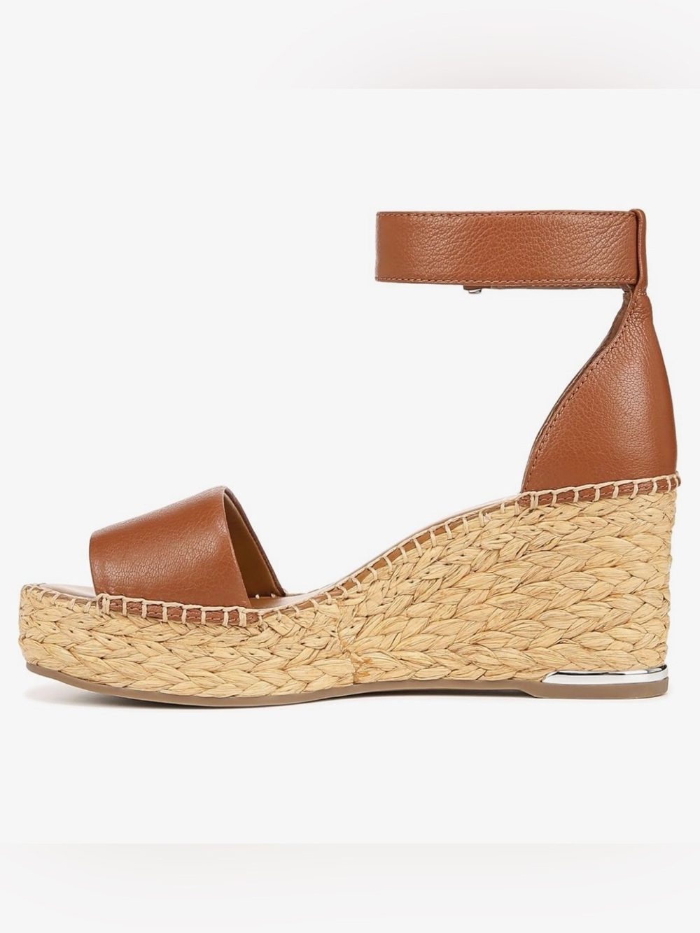 NEW Franco Sarto leather & Woven Espadrille Wedge Sandal - Brown size 8